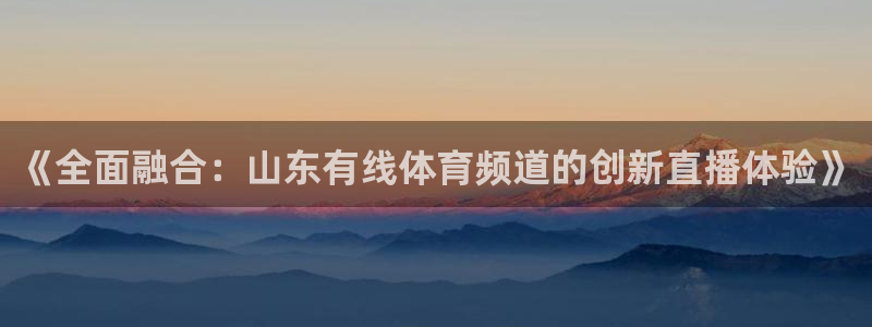 飞速体育直播nba 高清：《全面融合：山东有线体育频道的创新直播体验》